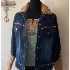 Vtg Western Embroidered Denim Jacket & Shirt